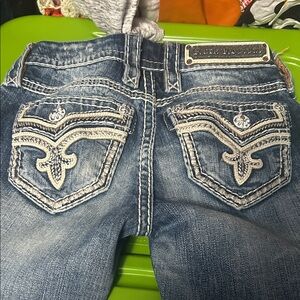 Rock Revival Women's Skinny Jeans - Faded Blue with White Stitching